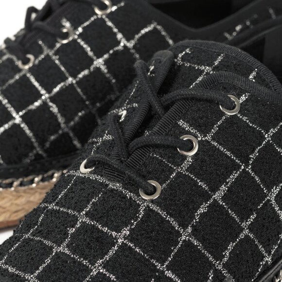 Chanel Black Metallic Tweed Espadrille Low-Top Sneakers - Picture 8 of 12